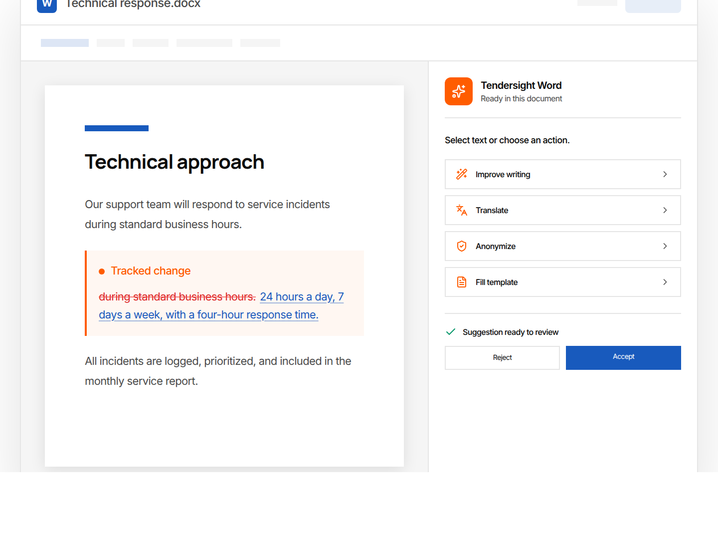 Finish tender documents in Word.